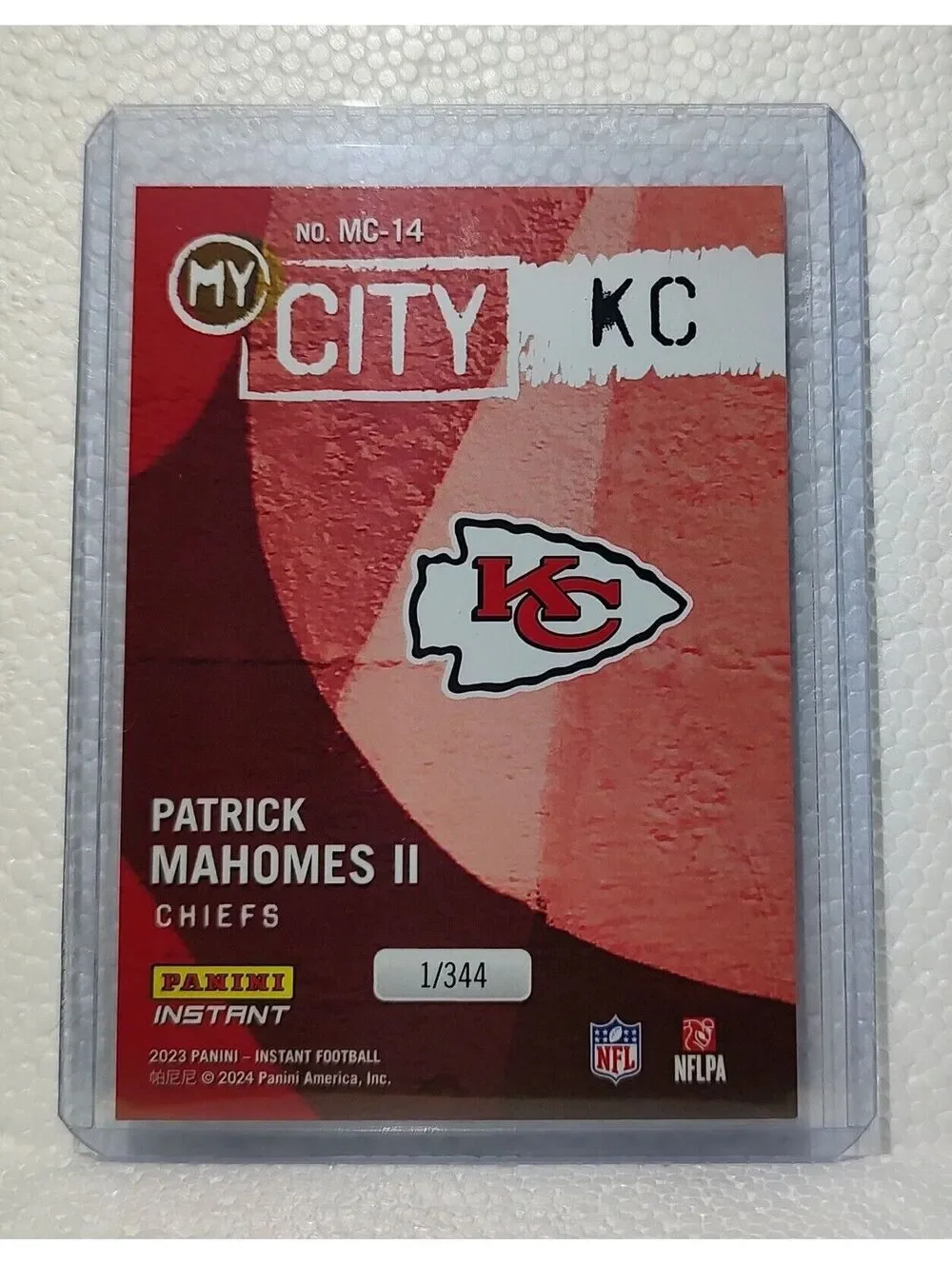 Patrick Mahomes II 2023 Panini NFL #14 My City Football Card Chiefs 1/344